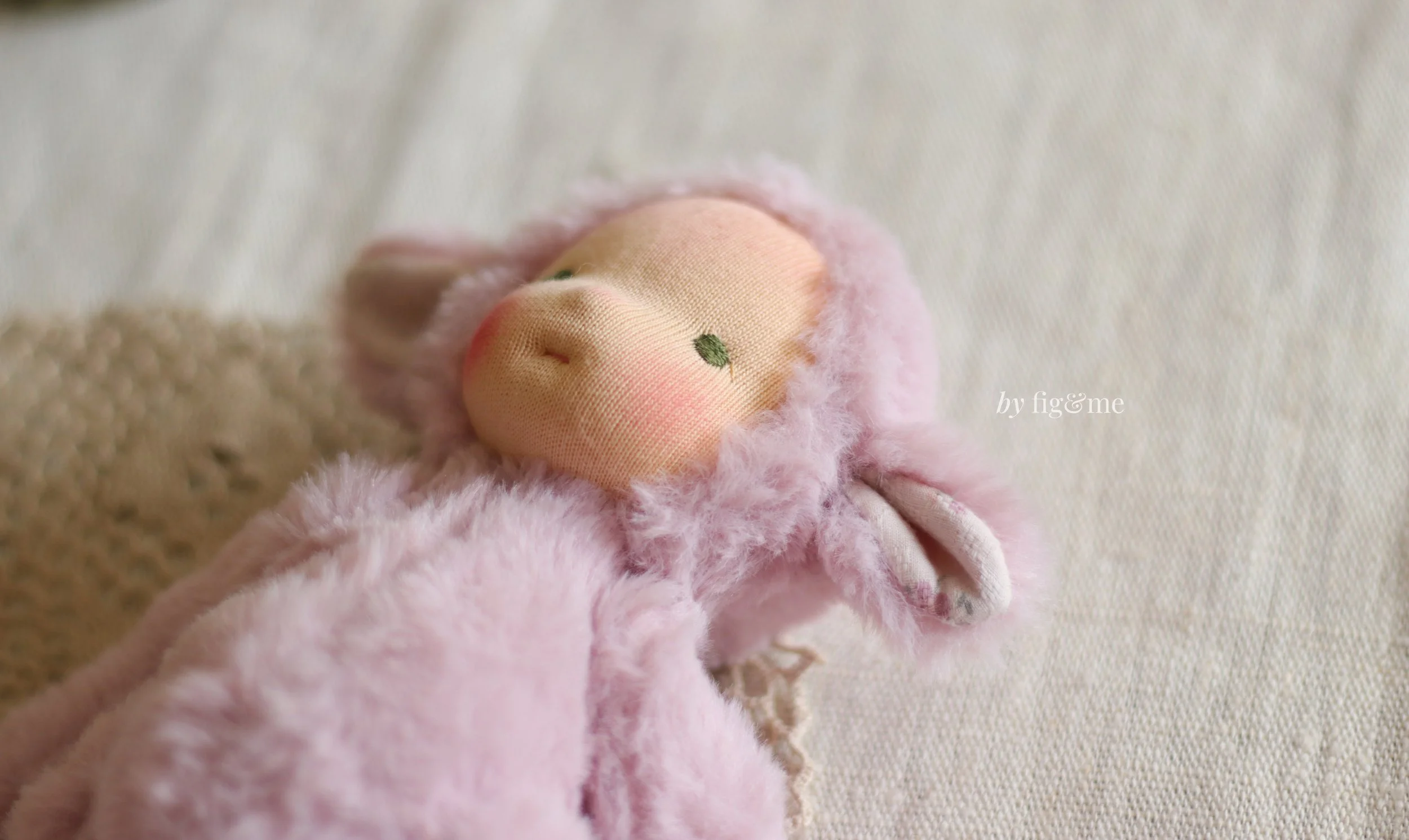 art doll in soft pink fur by fig and me