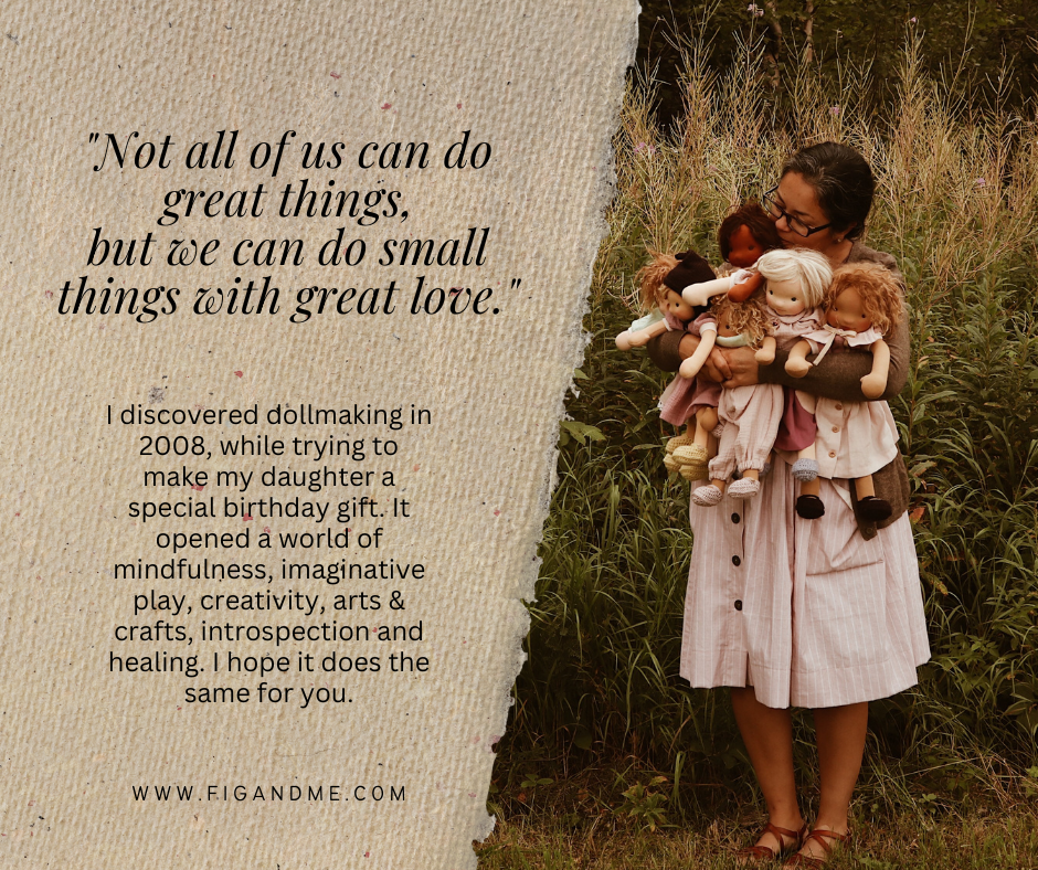 dollmaker holding 6 dolls in her arms