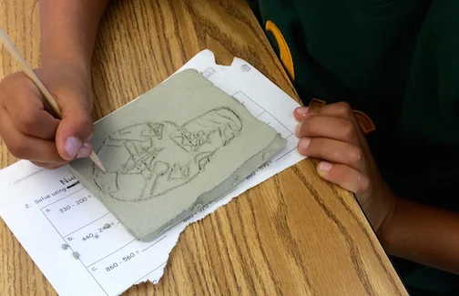 Jefferson Elementary School, Berkeley, CA. Every student in the school - over 400 - created a tile based on their studies that went into the mosaic.