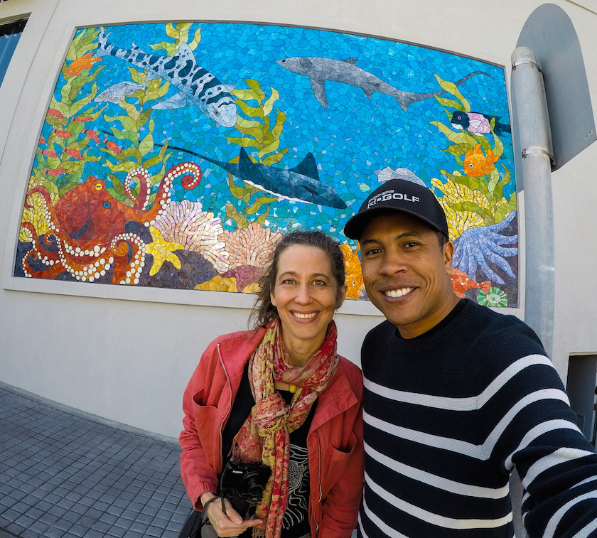 Rachel Rodi with Rebo McFadden, the drone photographer extraordinaire