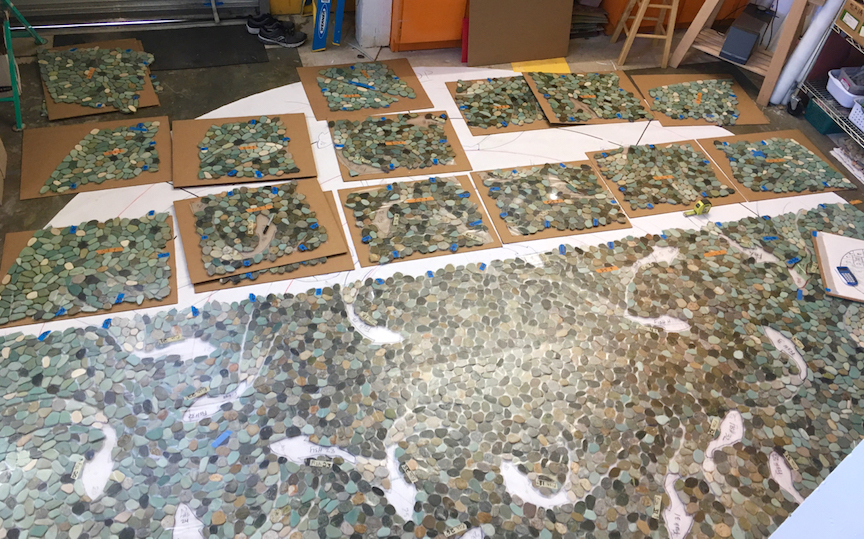 Now sectioning, coding and packing the mosaic. More than 60 sections