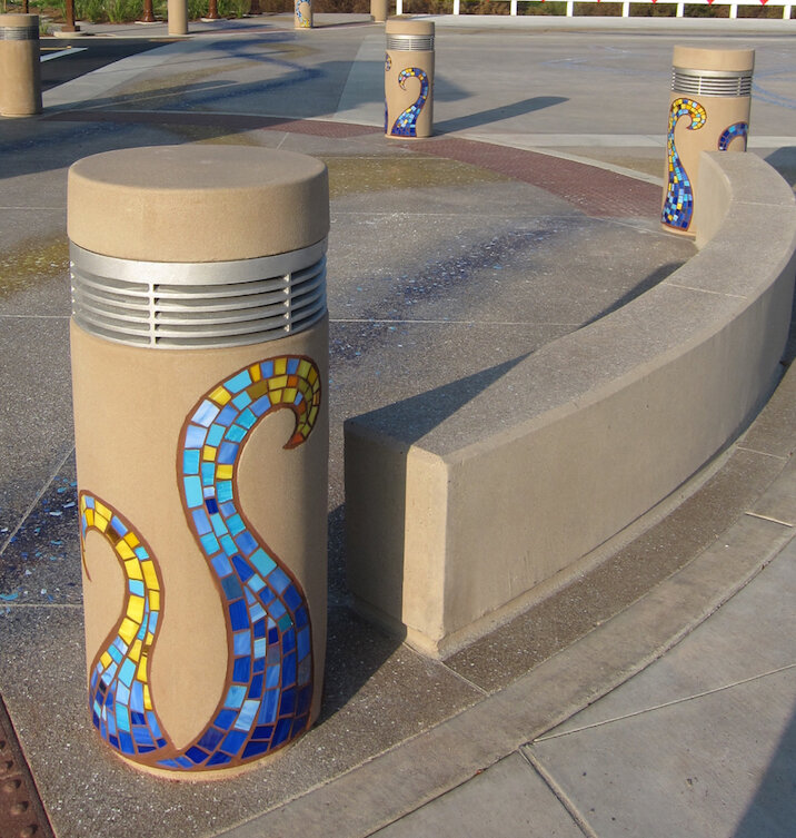 Santee Bollards, Trolly Square, Santee CA