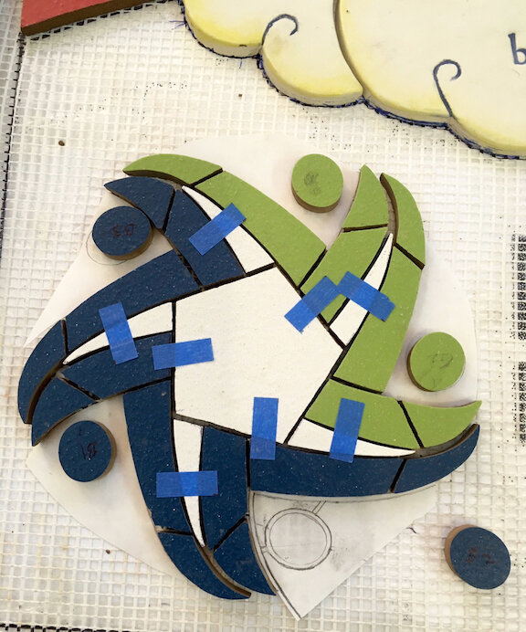 Eden Heath District logo mosaic almost complete! Mosaic work by Guy Fuerte