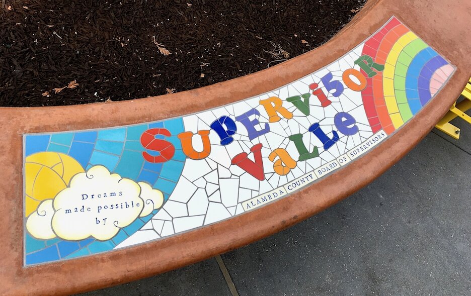 Mia's Dream Playground - Donor recognition mosaic as part of large sculpture