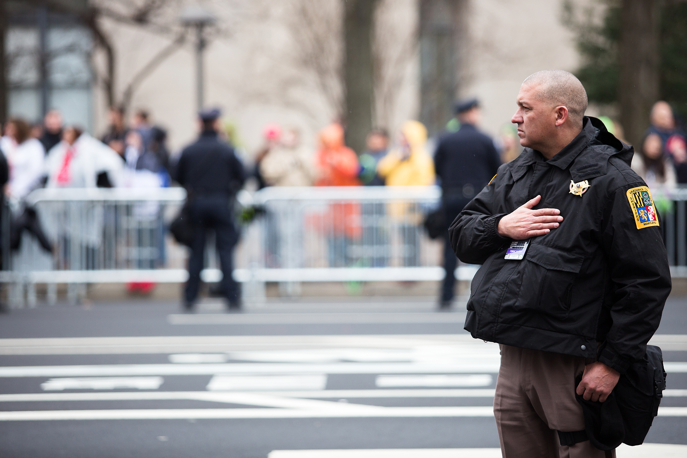 Law enforcement lined Pennsylvania Avenue in Washington D.C. on Jan.20, 2017.