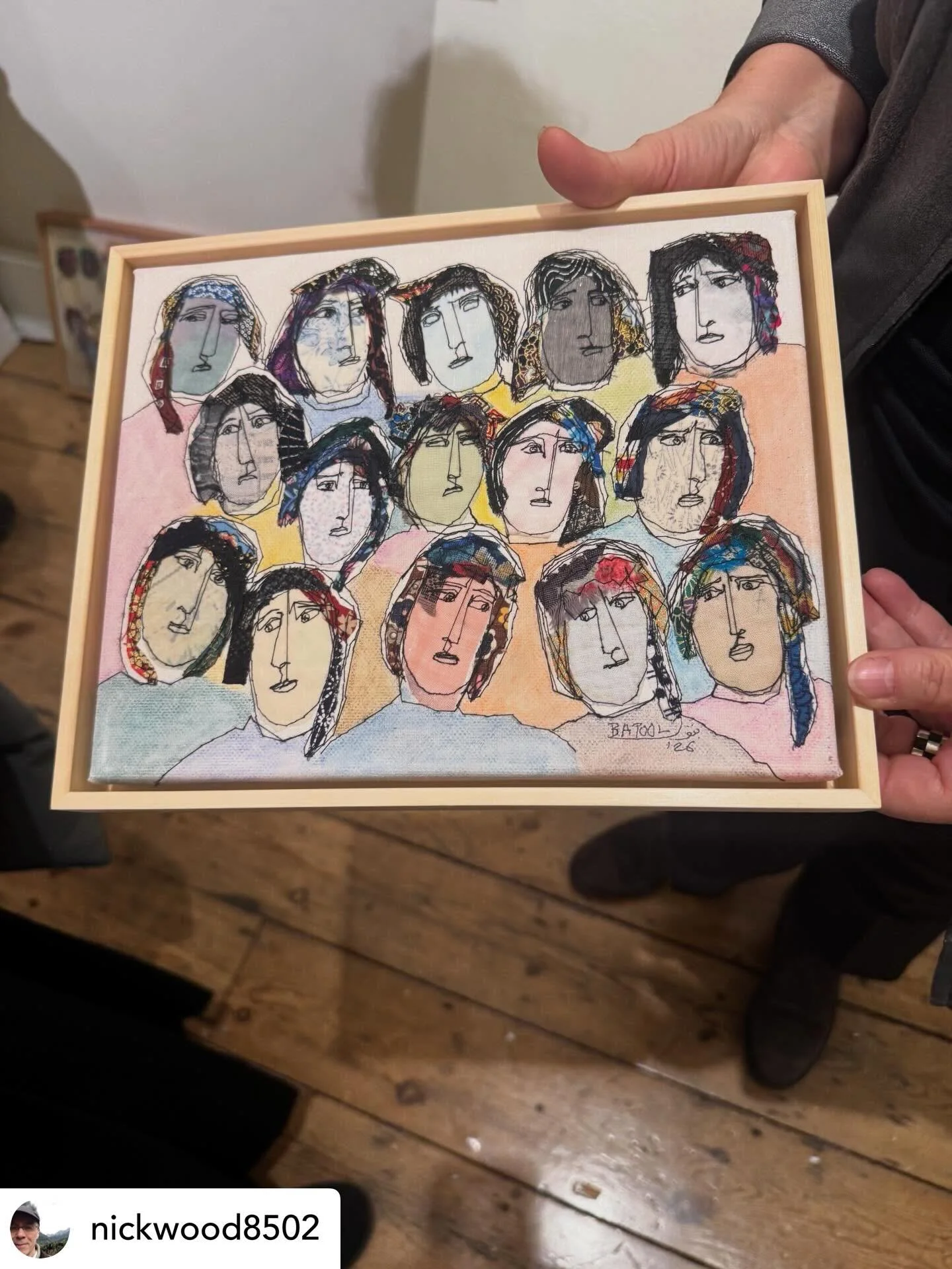 Get @reshare_app &bull; @nickwood8502 Enjoyed discovering the delicate work of Batool Showghi @collectartfair @somersethouse last week. Batool Showghi, originally from Iran, uses the sewing machine as a drawing instrument to create carefully crafted 