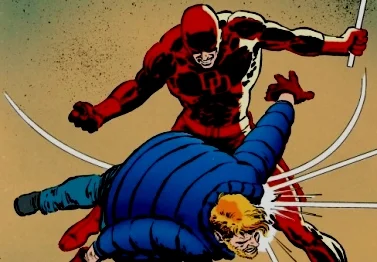 Daredevil smacking Matt Murdock. A pretty fitting representation of how Murdock's life works. (image from manwithoutfear.com)