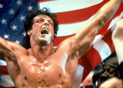 Rocky has the most American of reactions to his victory here: "I solved the problem! Don't worry, it was easy. The Cold War is not at all complex!" (photo from popculture101.com)
