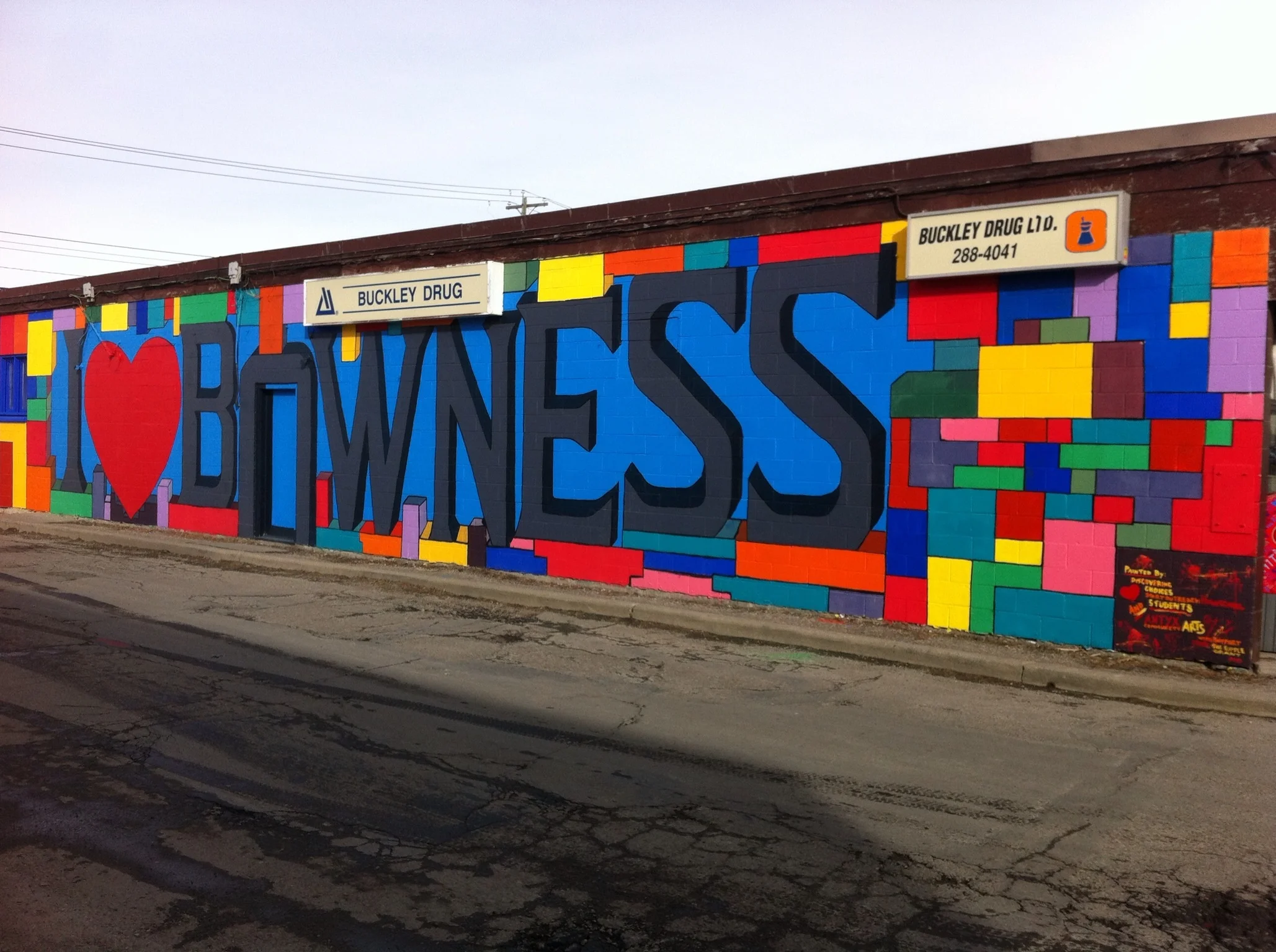 I Love Bowness mural. Community pride project by youth. 