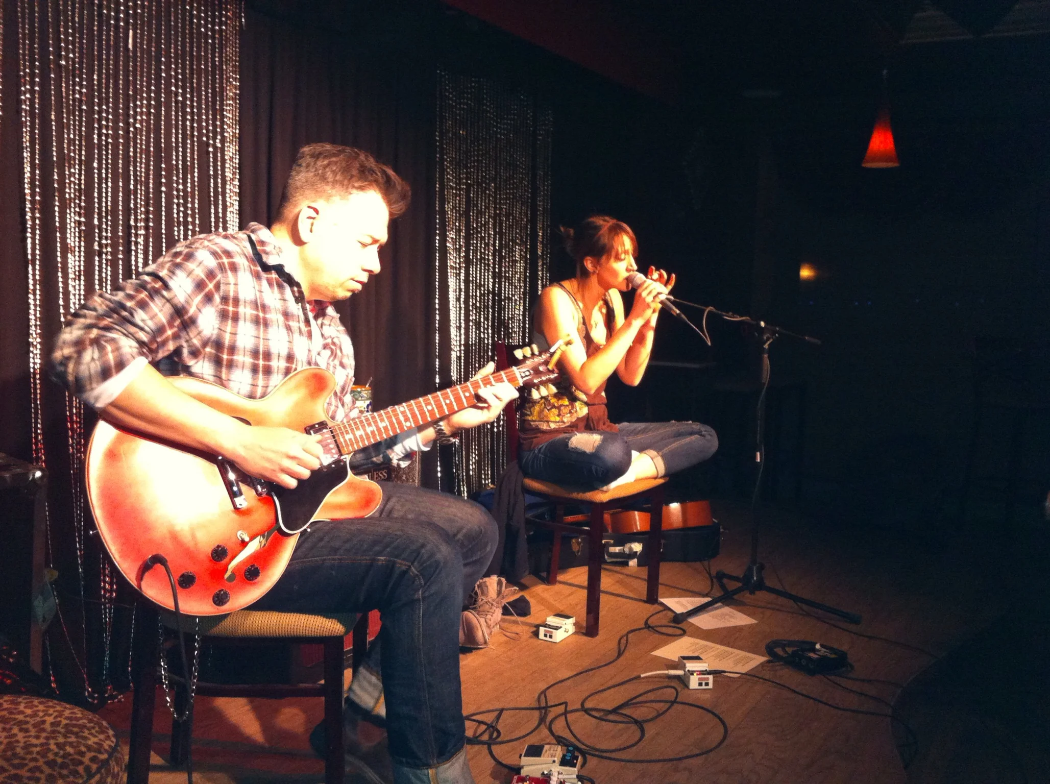 olita's is an intimate room that has emerging singer songwriters every Sunday night. Here Amy Thiessen plays with Russell Broom. It is also home to a very popular show Carly's Angels drag show. 