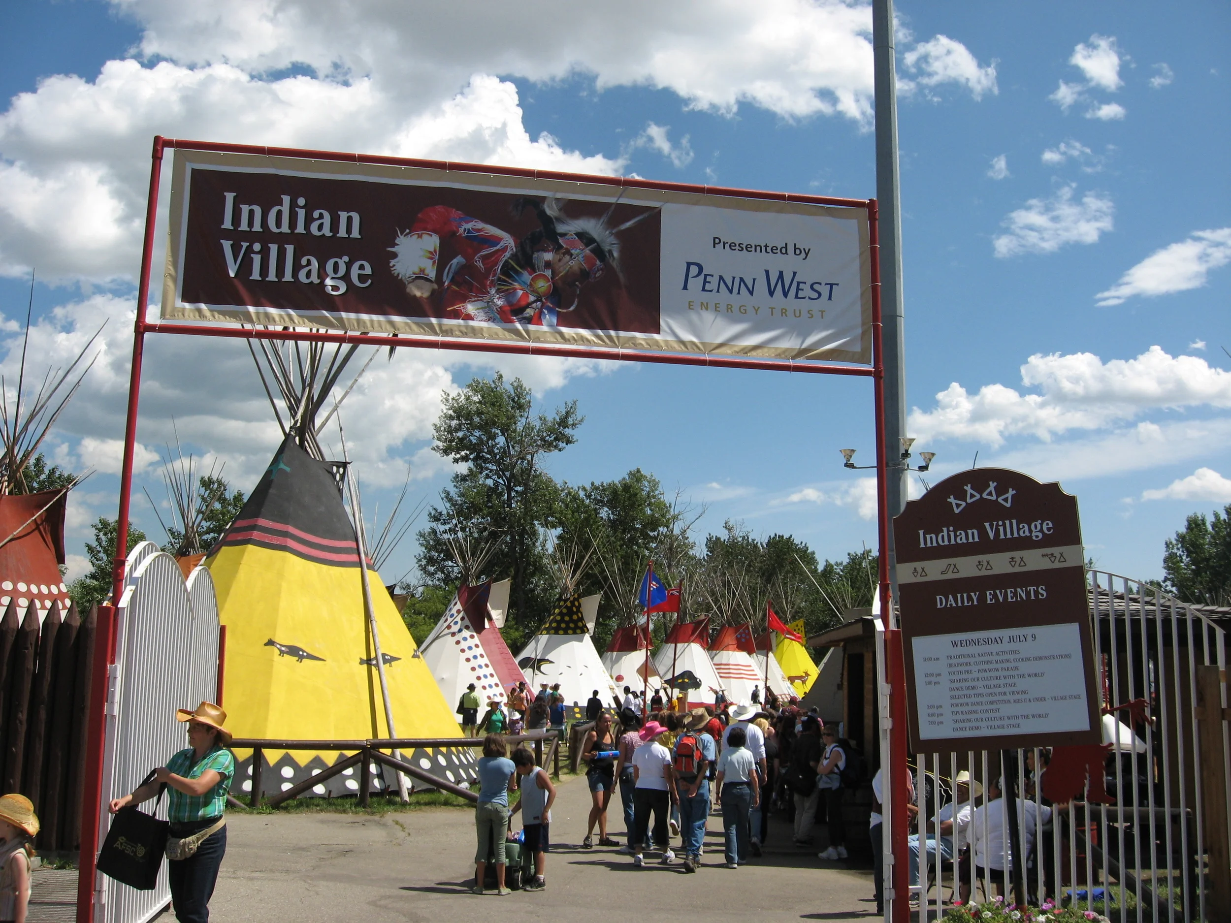 The Indian Village has been an important part of Stampede since the very beginning. And, I am told that they like the name "Indian" village and don't want it changed to aboriginal or first nation. A new location for the village is in the works along the Elbow River as part of the new Stampede Park master plan for the 21st century. 