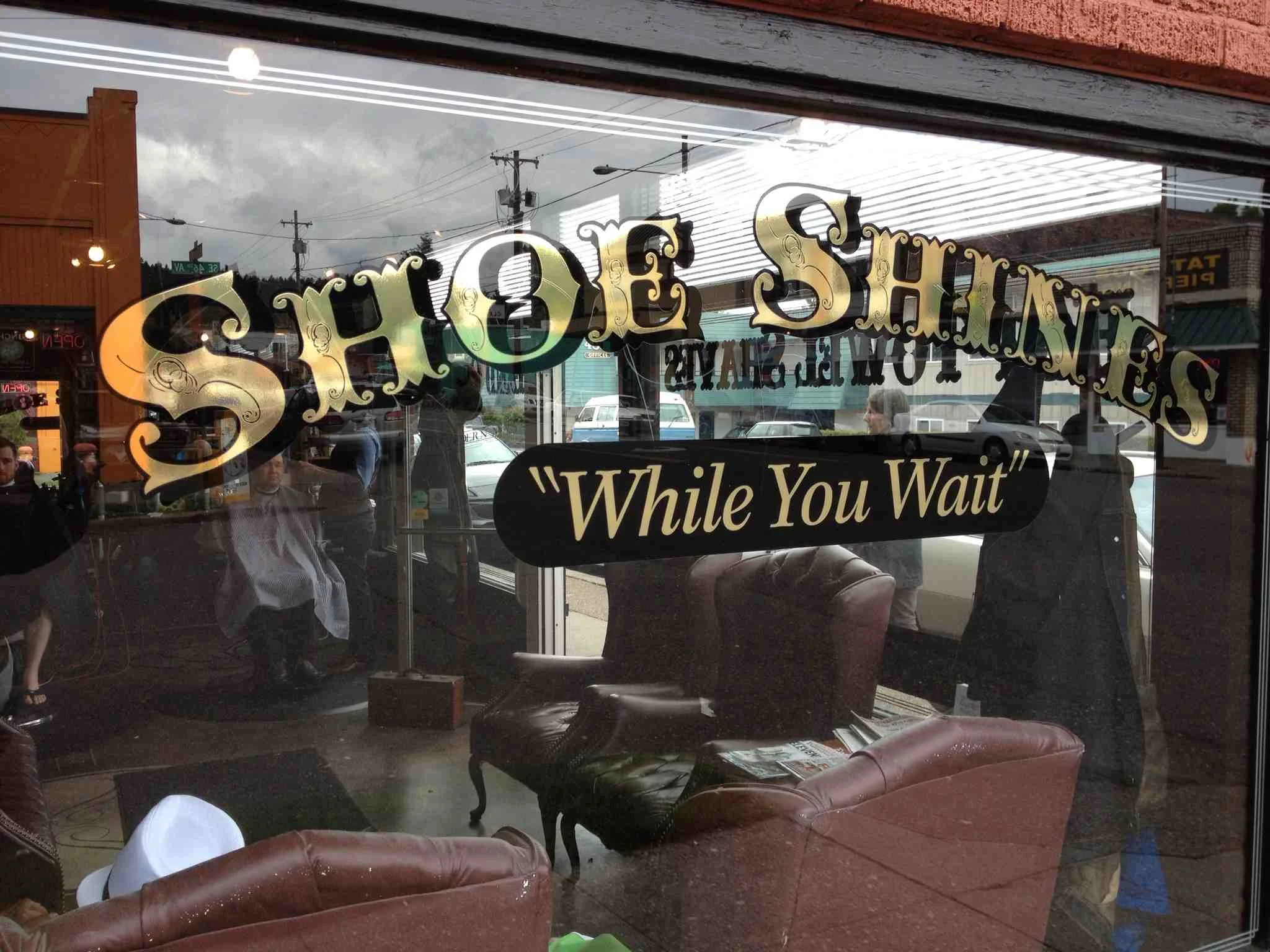 While the sign says "shoe shine" the store really is a barber shop. Portland has lots of the '50s and '60s barbershops with a modern twist. I can see this becoming a trend in other cities in North America. 