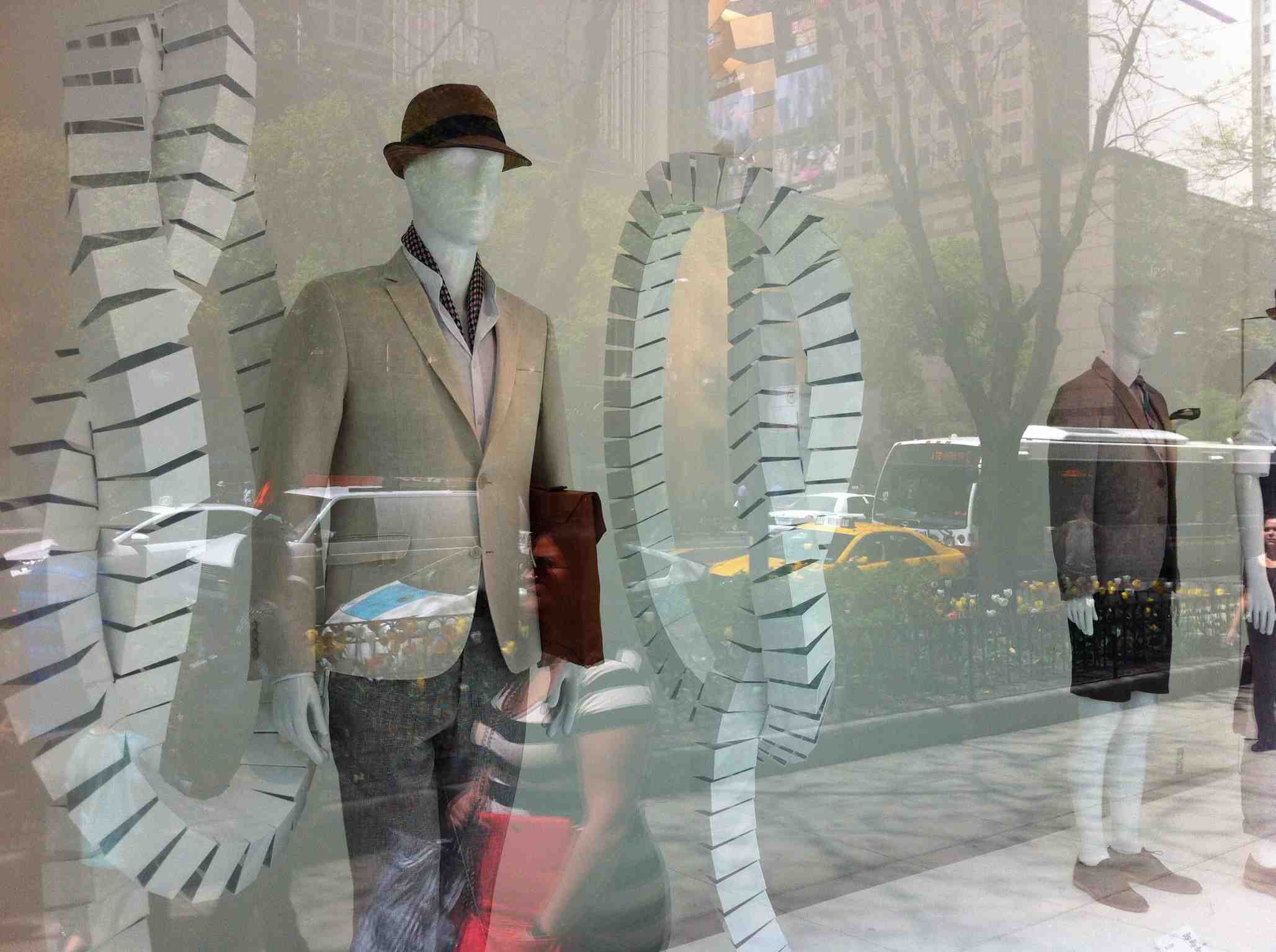 Mens' shop aren't usually as creative as women's but this window caught our attention. Love the shorts and jacket - I am not sure I could pull that off. 