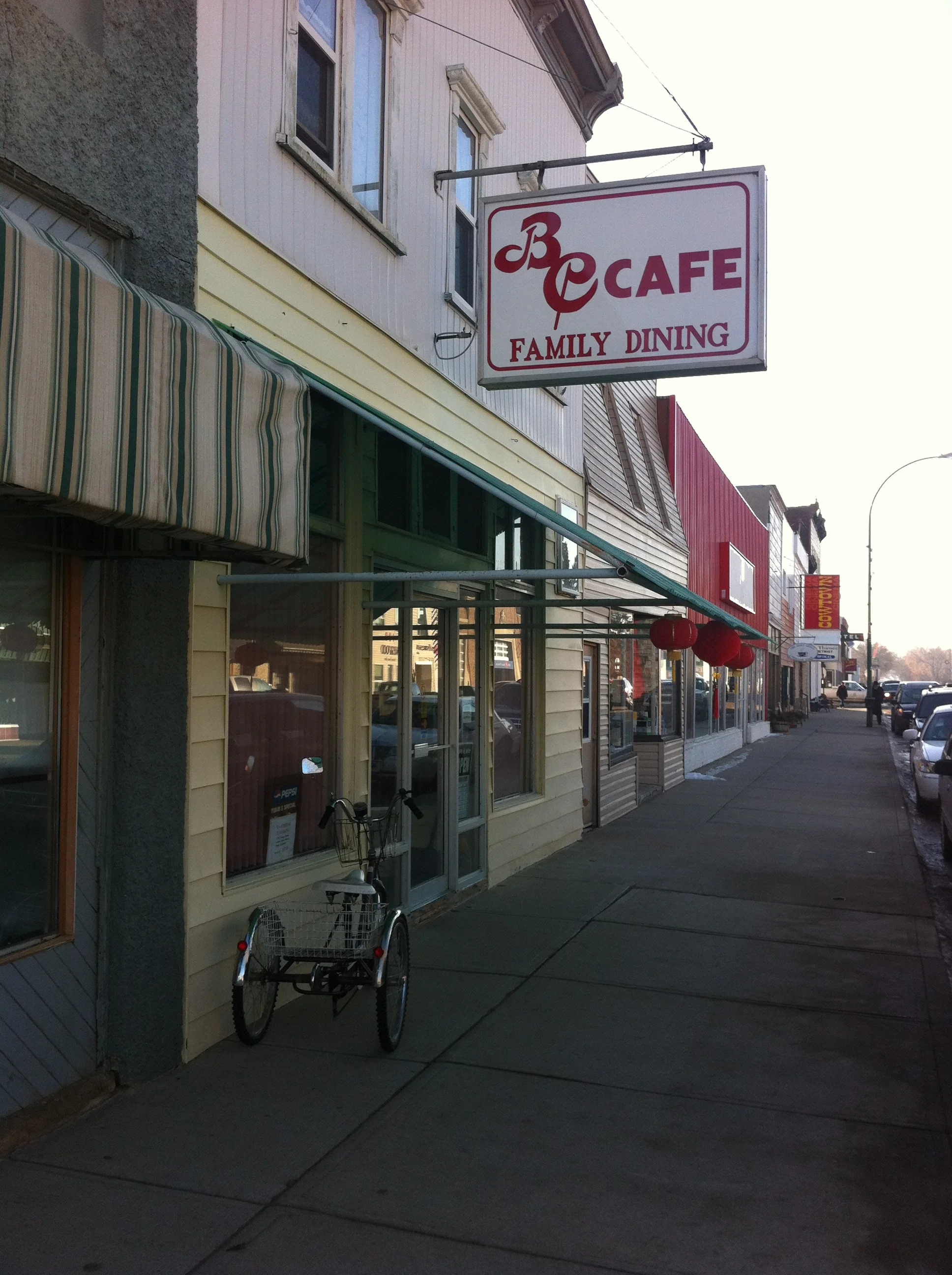 BC Cafe is the classic prairie restaurant - Chinese Western menu. Definitely worth a try - grilled cheese and soup recommended. 