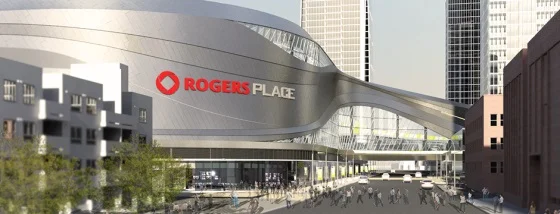 Rendering of Edmonton's ultra contemporary new arena currently under construction. (Cost: $480 million) 