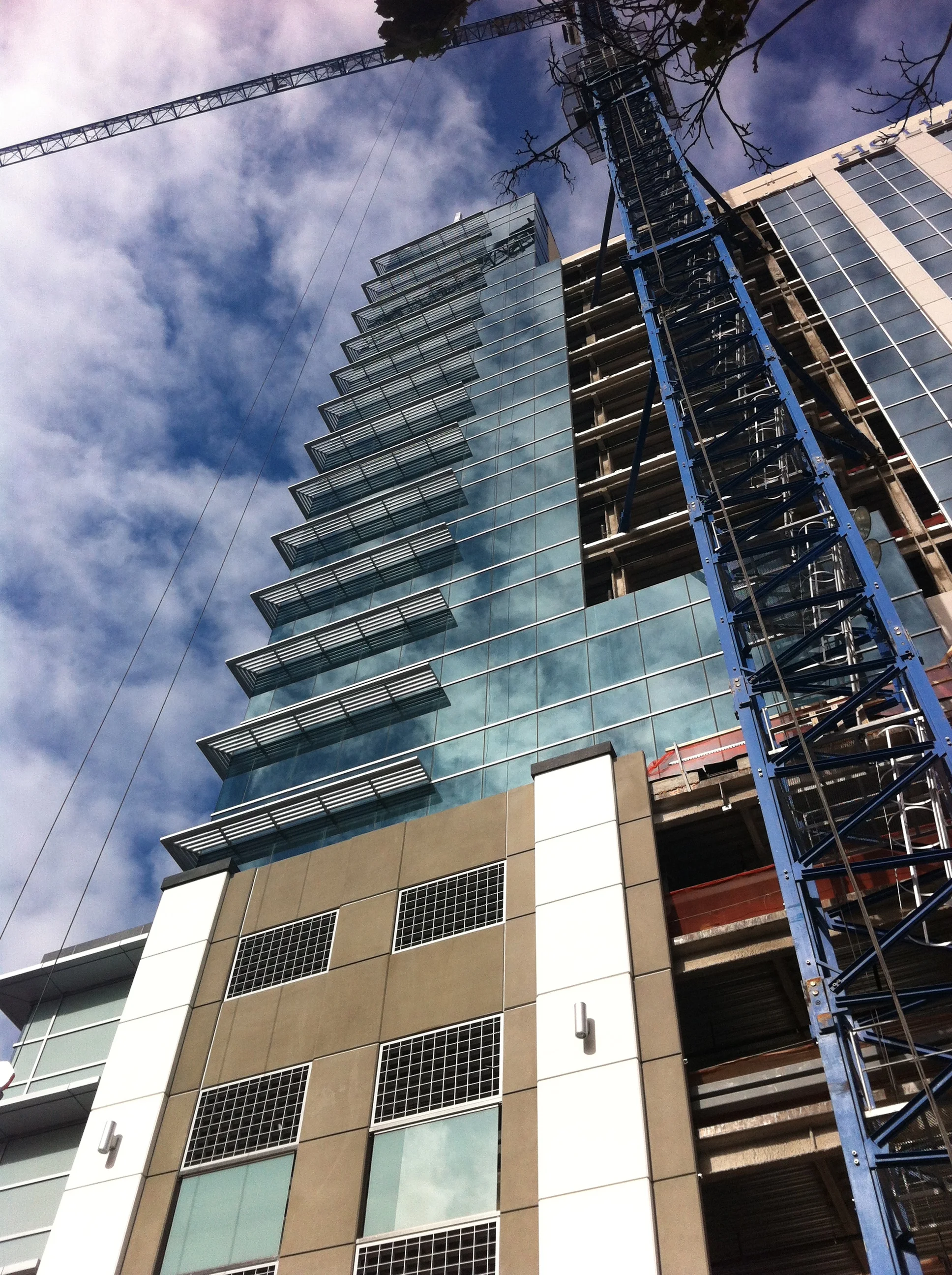 Modern office building under construction in Boise.