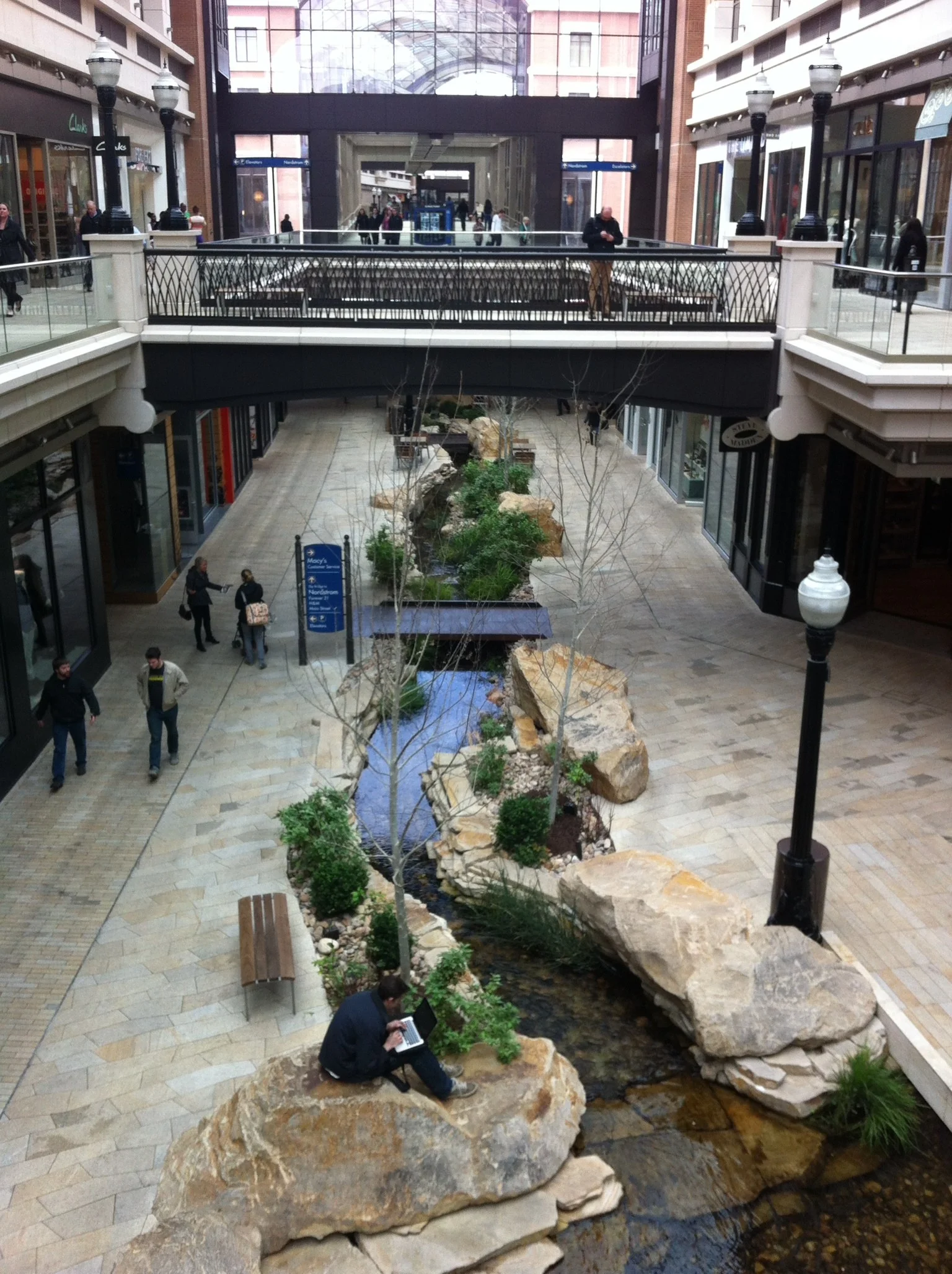 The City Creek Centre has an simulated creek running through the shopping centre. At first I was told this was actual water from the creek that runs through this area, but someone else said that this water is treated. However, there is a creek along the sidewalk next to the LDS Conference Centre that I am told is water from the actual creek that used to run from the canyon in the mountains to a river on the edge of downtown.