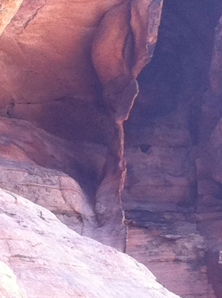 This six-foot abstract sculpture was hidden in a crevice in the rock formation. 
