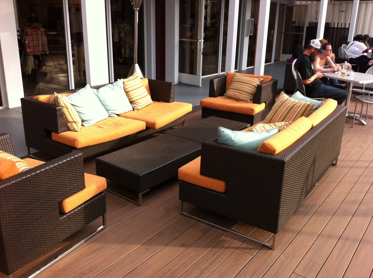 Container Park is like one large patio, with wonderful soft seating. &nbsp;I took this picture quick as one group left and another was about to grab it.&nbsp;