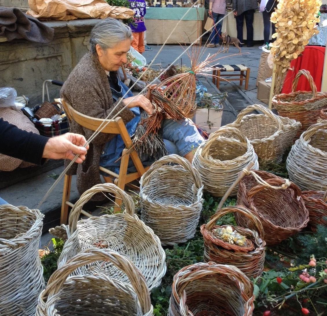 Basket weaving. 