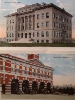 Top: Provincial Normal School, later became McDougall School and then the McDougall Centre. Bottom: Fire Hall #1 still exists at the corner of Centre Street and 6th Avenue.