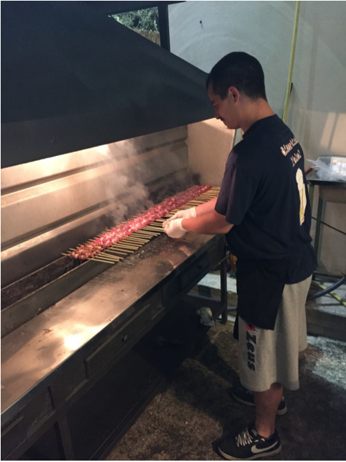 Industrial grade arrosticini cooking - over 100 at a time