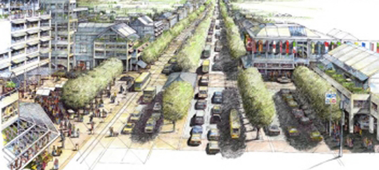 A conceptual drawing of what International Avenue could look like in the future.