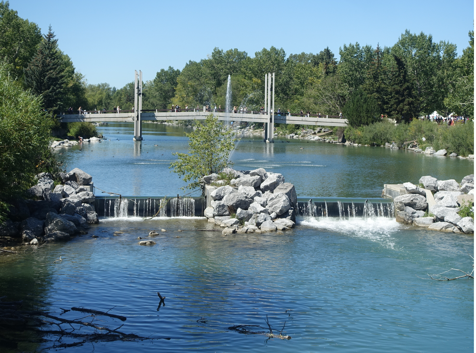 Eau Claire's lagoon and pedestrian bridge. 