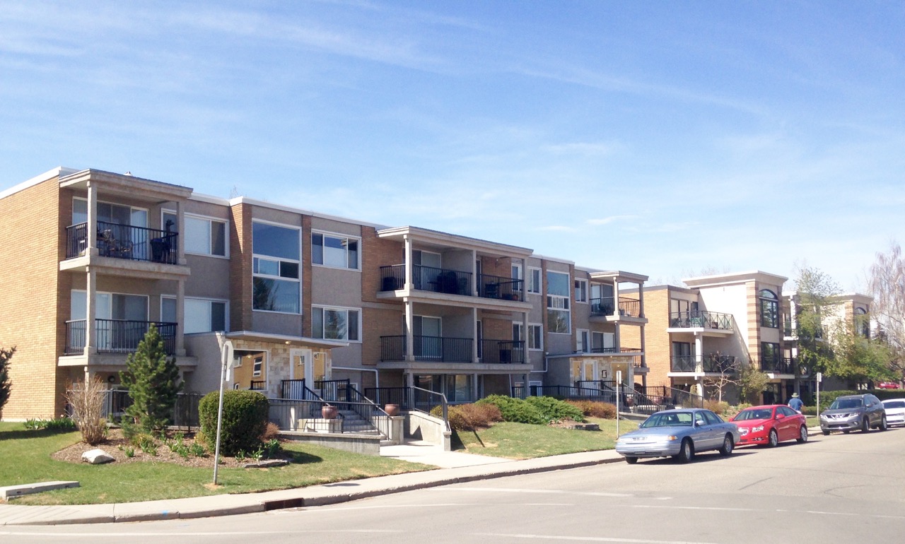 Surrounding the Britannia Plaza shopping block are these mid-century condos and apartments. 