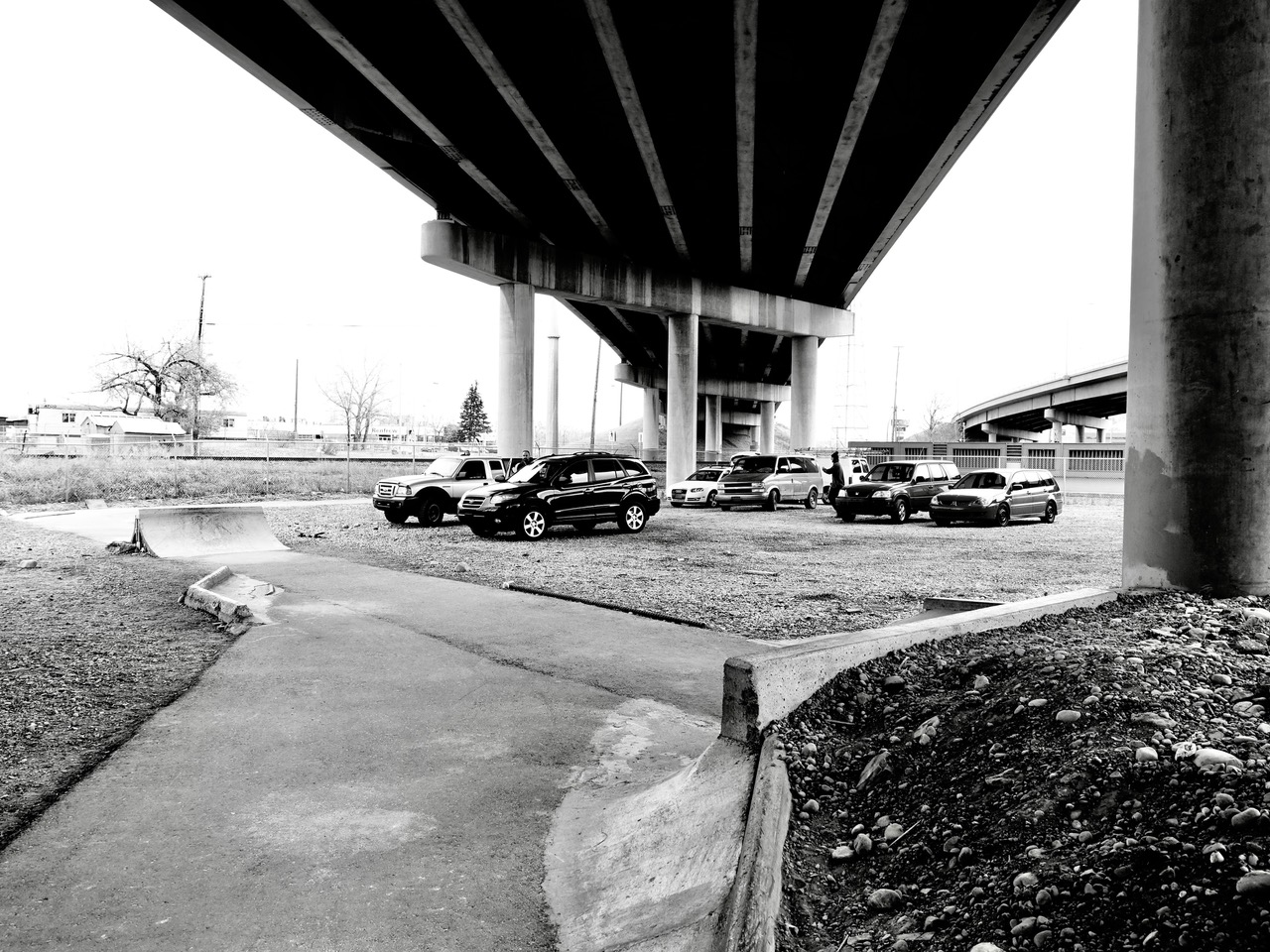 Under the Bow Trail bridge is a no man's land that is quietly becoming a DIY skatepark. 