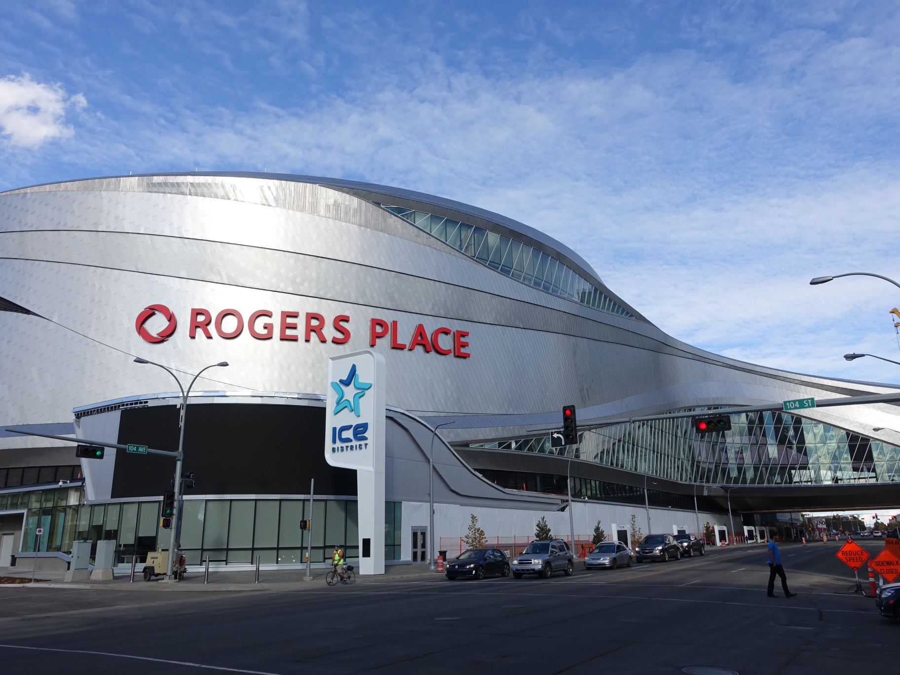 Rogers Place is the new home of the Edmonton Oilers hockey team and the anchor for their downtown's new sports and entertainment district called ICE district. Next door is the new provincial museum. 