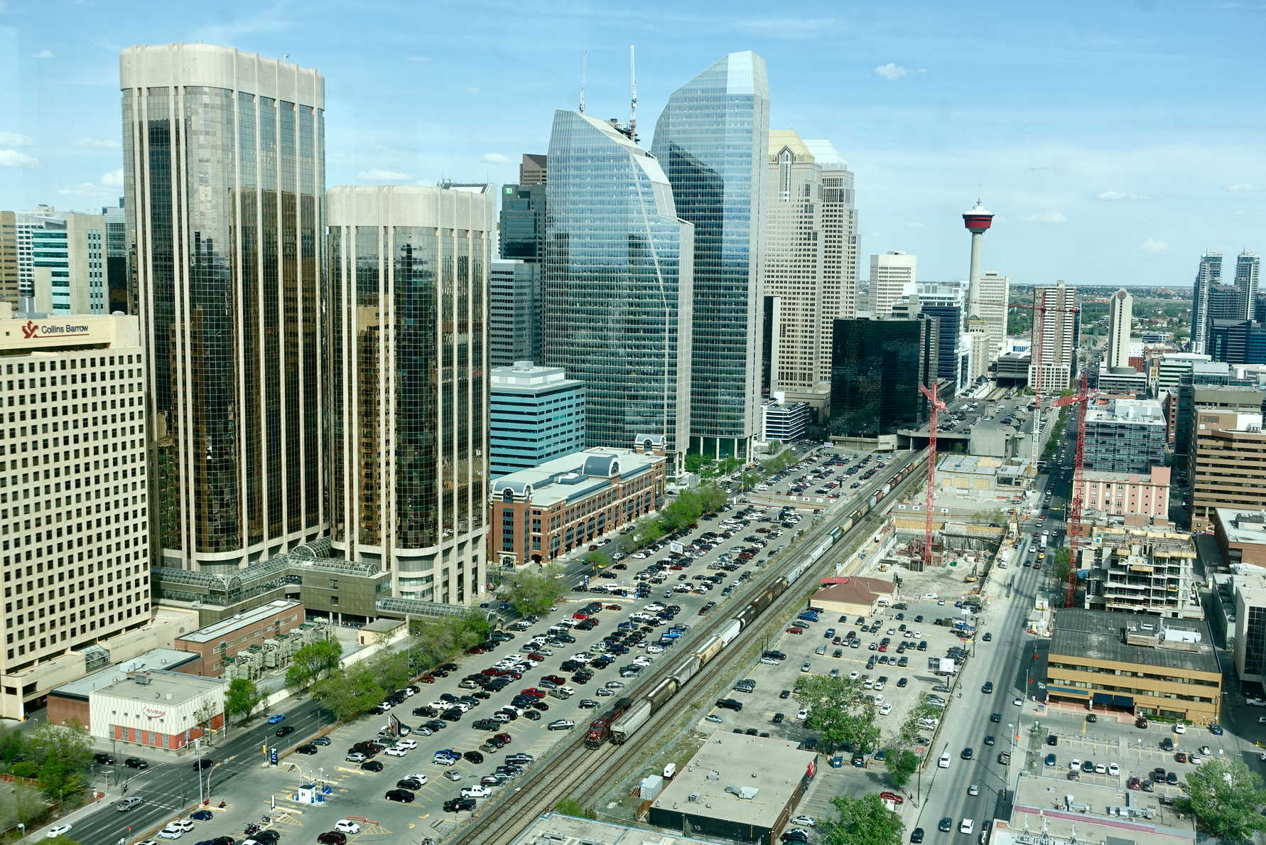 Downtown Calgary's central business district has one of the largest concentrations of office buildings in North America. 