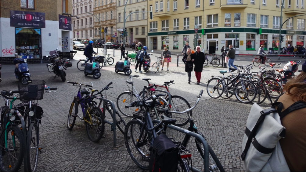 No need for fancy bike racks, just park your bike, scooter wherever.