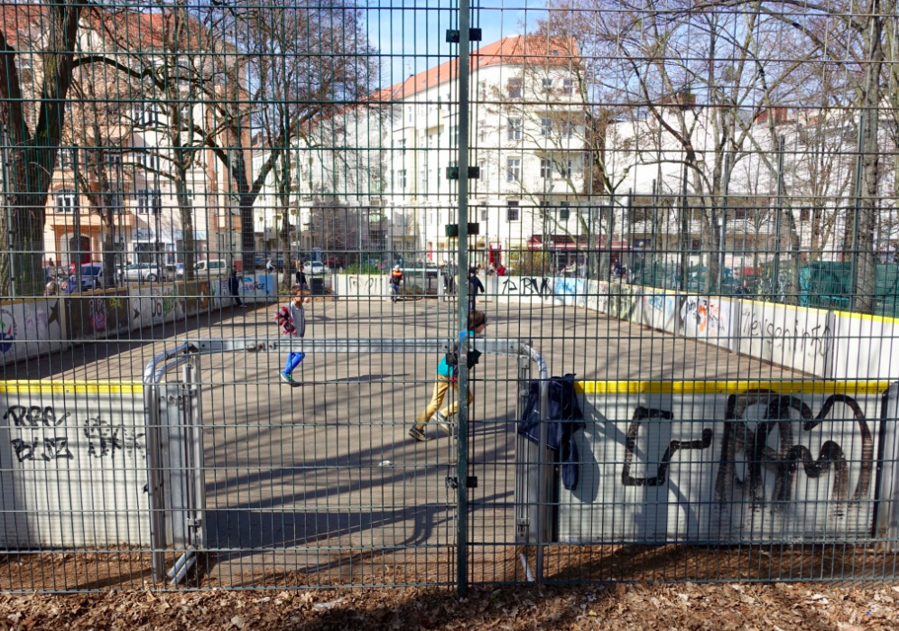 Berlin playground, soccer field.