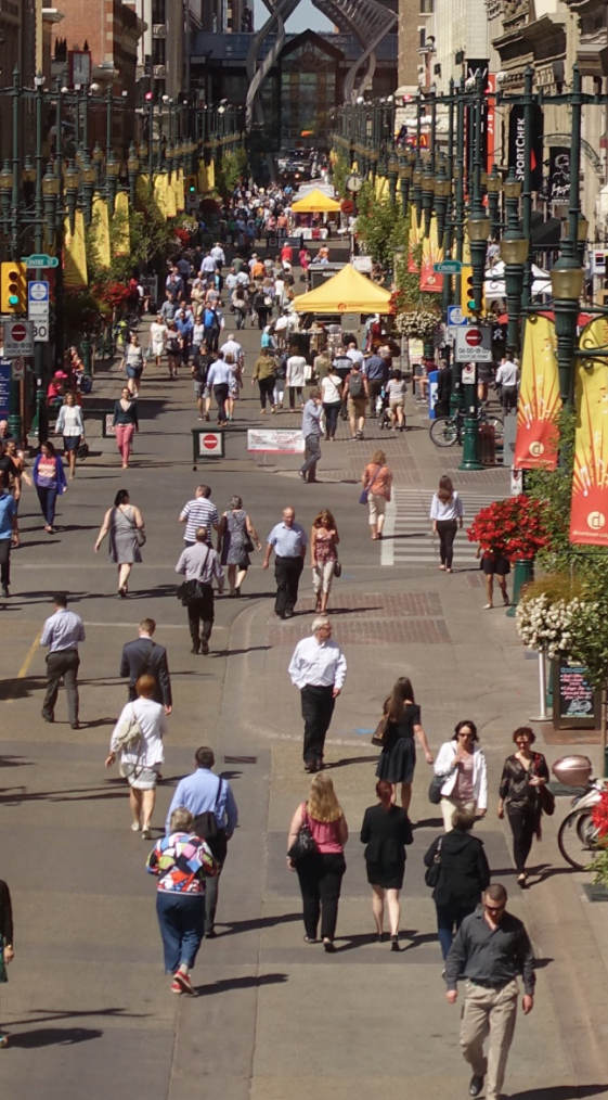 Stephen Avenue pedestrian mall which dates back to 1970 was one of Calgary's first attempts in modern times to employ the new urban design philosophy of "pedestrians first." 