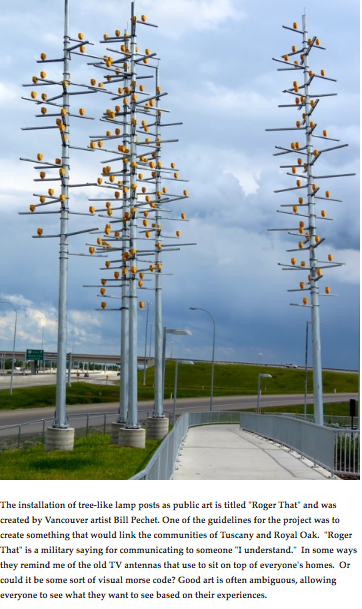 Public art has become an important part of all suburban LRT stations in Calgary.