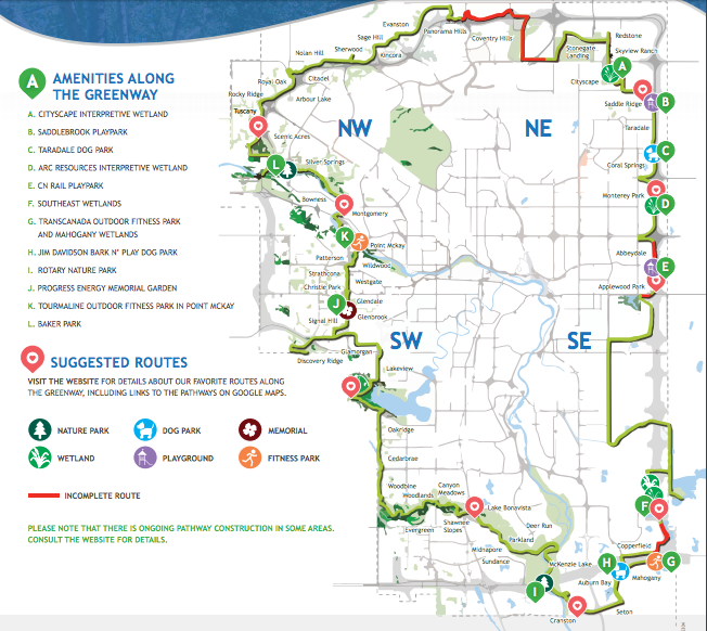 Calgary's 138 km Rotary/Mattamy Greenway circles the city. And yes we are working on the completion of a ring road around the city also.