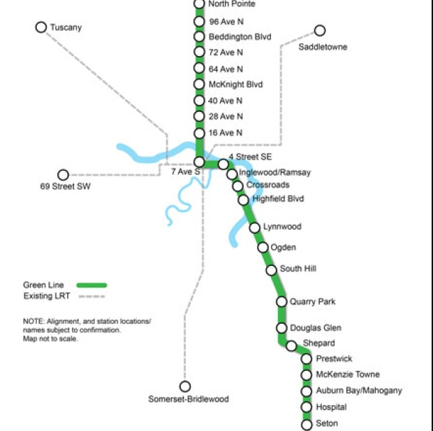 Calgary's Green Line will bring LRT transit to dozens of new communities. It will reinforce downtown as Calgary's transit hub which will further enhance downtown's position as Calgary's premier economic and cultural hub. 