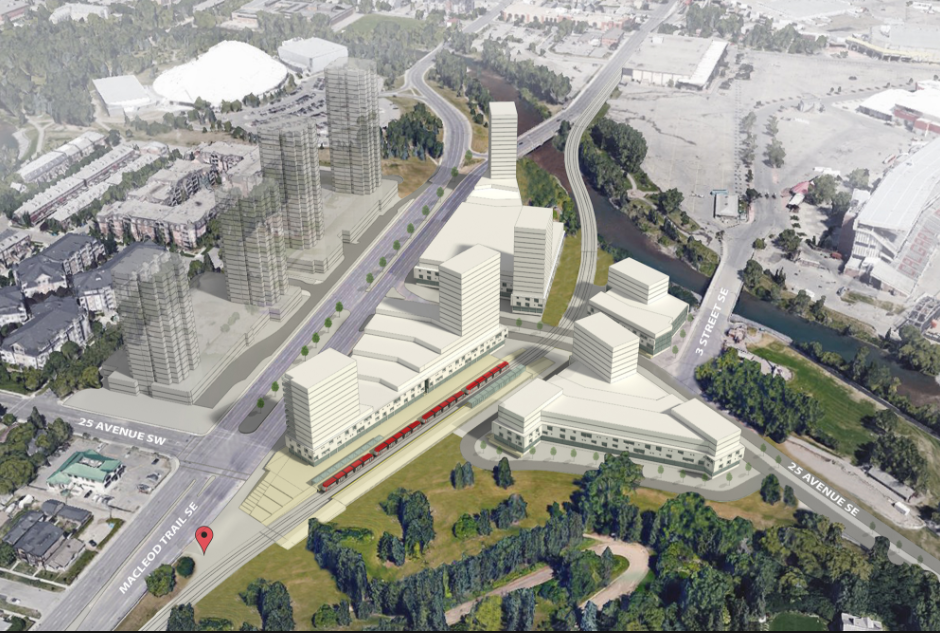This is a conceptual plan developed by Sturgess Architects for the redevelopment of the land next to Erlton Station with the Anthem towers included.