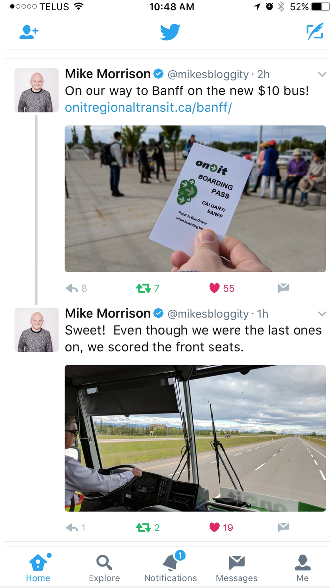 Mike was just one of the thousands of happy users who tweet out about how great it was to have weekend transit service to Banff and Canmore from Calgary. 