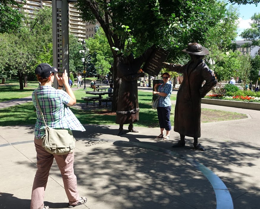 The Famous Five sculptures on Olympic Plaza is a popular place to stop and take a photo. 