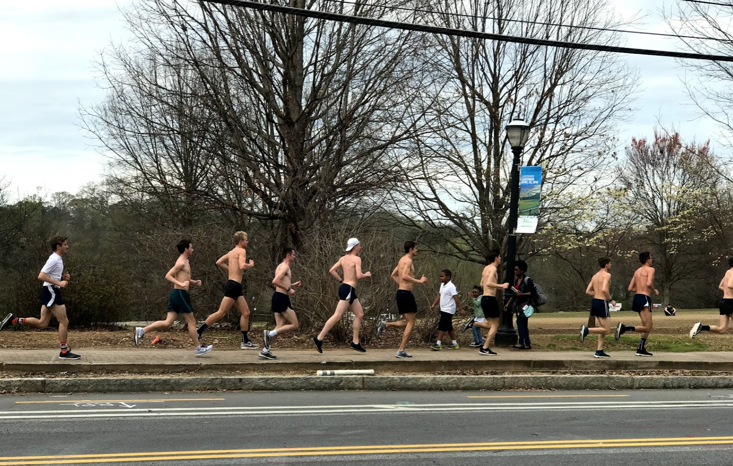 This was a scene one afternoon, on the sidewalk across from our Piedmont Airbnb at the edge of the park. It was a constant stream of joggers (not always topless) on weekends. 