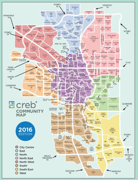 Calgary Real Estate Board's map of Calgary's communities. (photo credit: CREB)