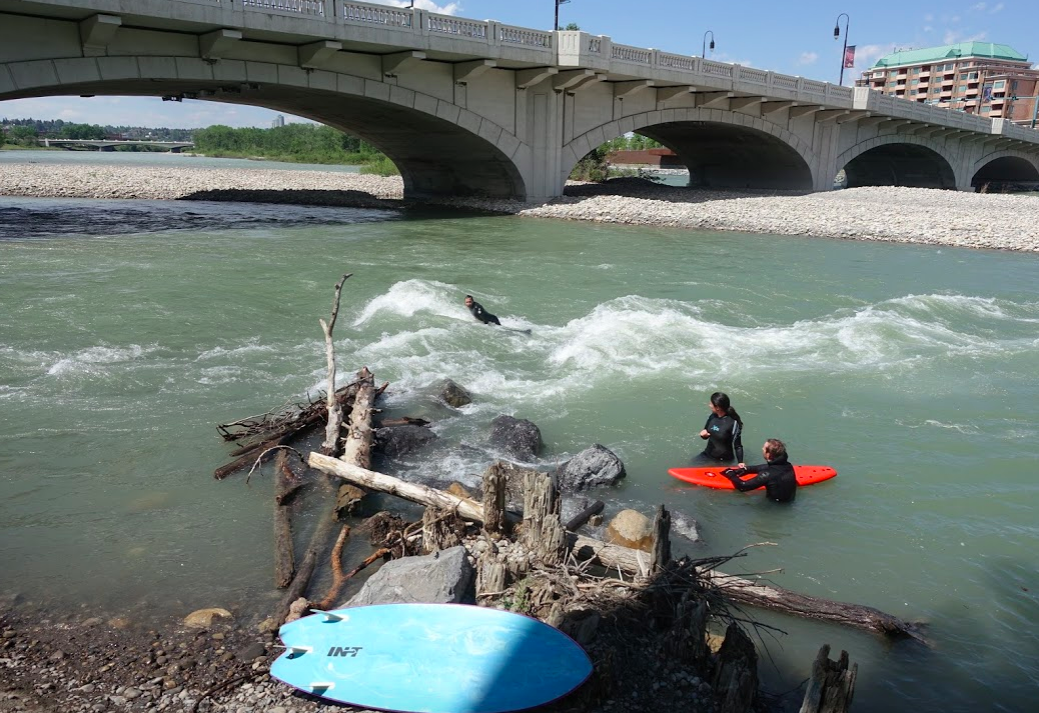 River surfing is become more and more popular on the Bow River.