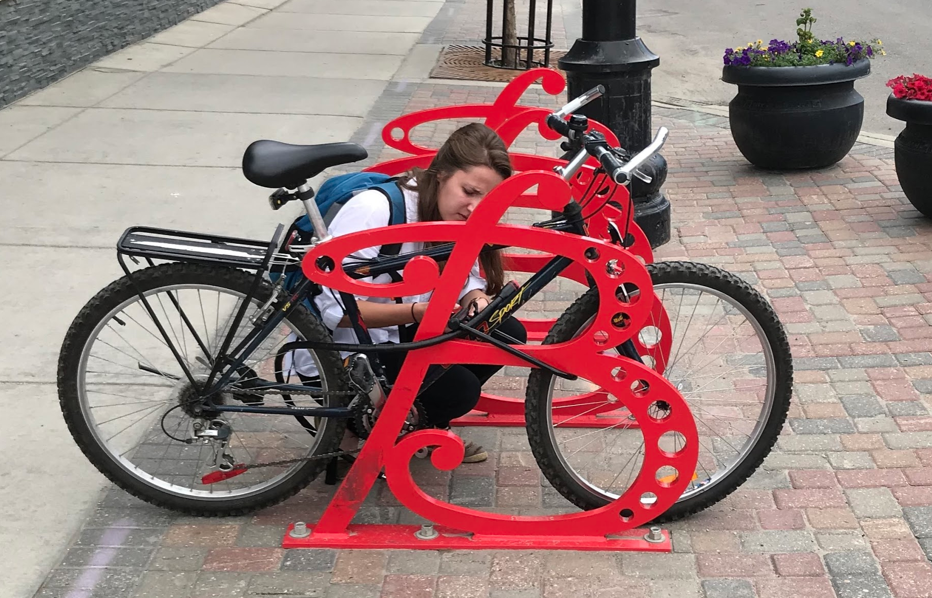 Bike racks on Broadway. 
