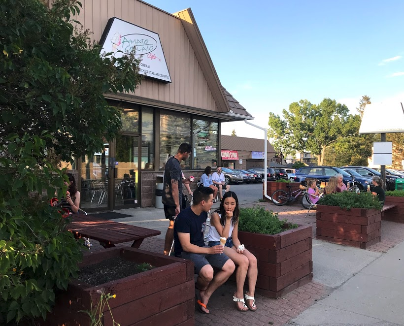 Amato Gelato is one of many pedestrian oriented shops along Kensington Road.