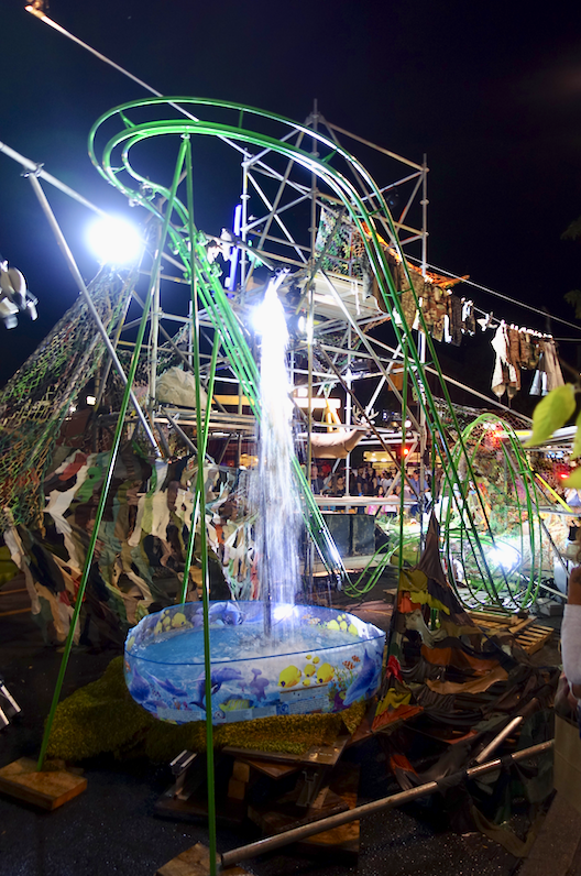 Most people I overheard talking about it saw it as a hodgepodge of junk thrown together, that seemed to have no focus. There were a few laughs next to the roller coaster, not sure the artist’s message was received.