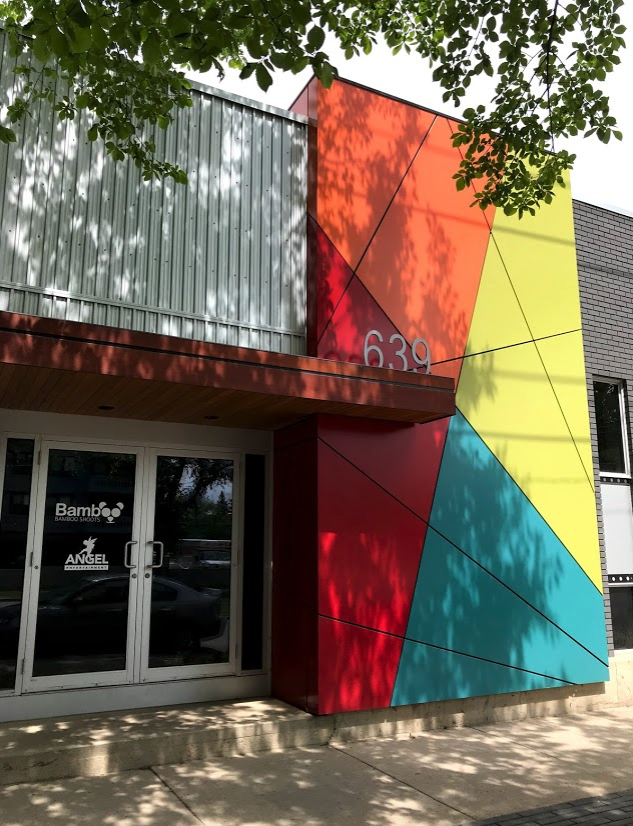 I found numerous examples of how small ordinary buildings had enhanced their facades and entrances with fun contemporary urban design elements.