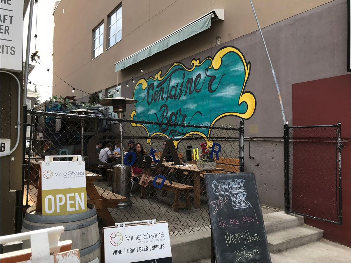 The summer Container Bar is great use of a side alley.