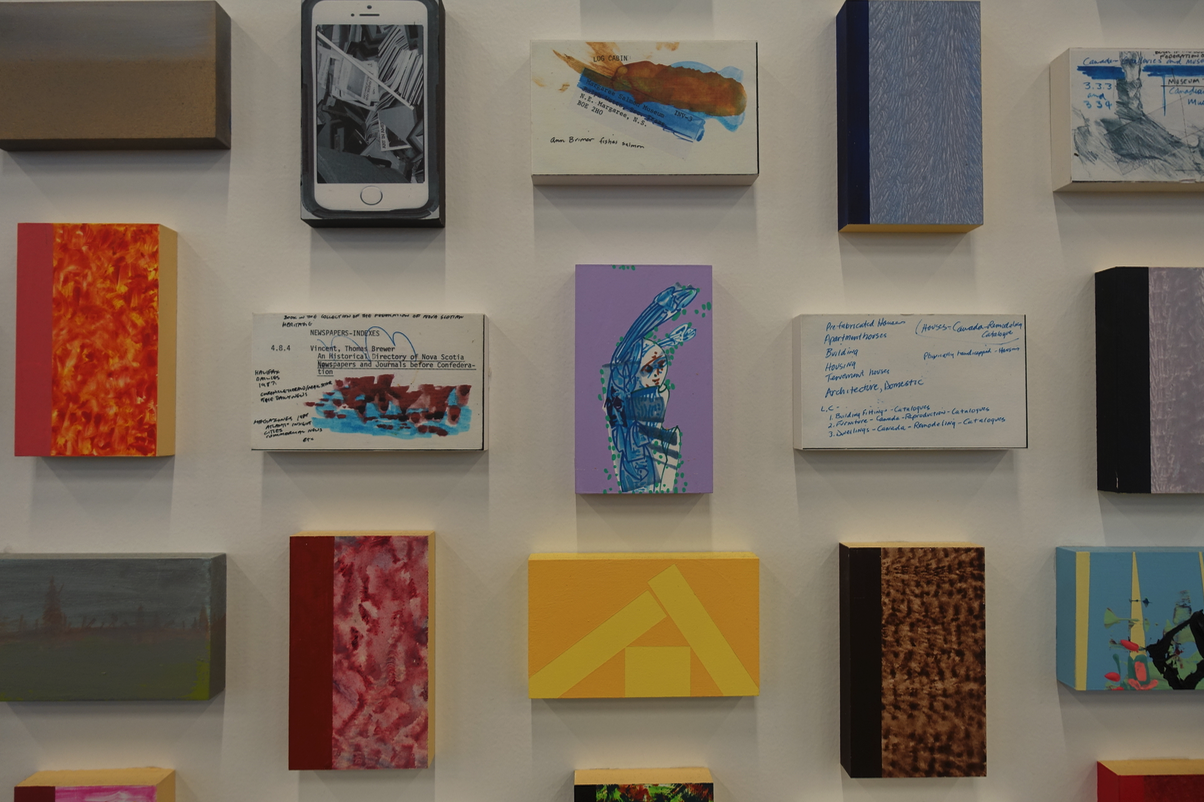 Close up view of Eyland’s “Library Cards.”
